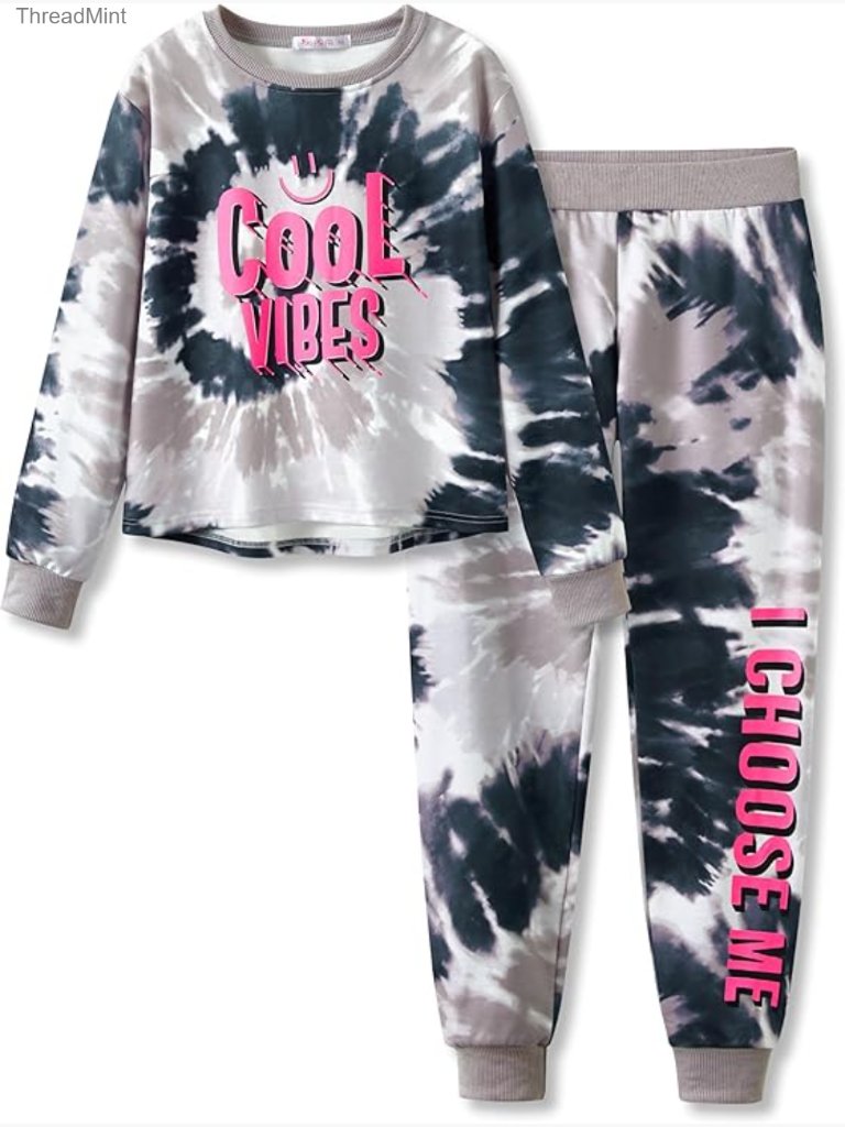 Girls Long Sleeve Crop Top & Joggers Set Casual 2-Piece